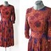 boho tapestry dress / vintage floral dress / rust red autumn dress