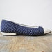 vintage 60s flats / 1960s shoes / blue and white polka dot / 6.5