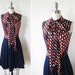 1960s mod dress / vintage 60s polka dot mini dress / extra small mod scooter dress / red white and blue dress