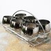 mad men glasses / silver roly poly cocktail set glasses with caddy / vintage 60s barware