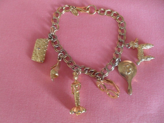 Vintage Barbie Doll Charm Bracelet in Gold Tone by VintageFunland