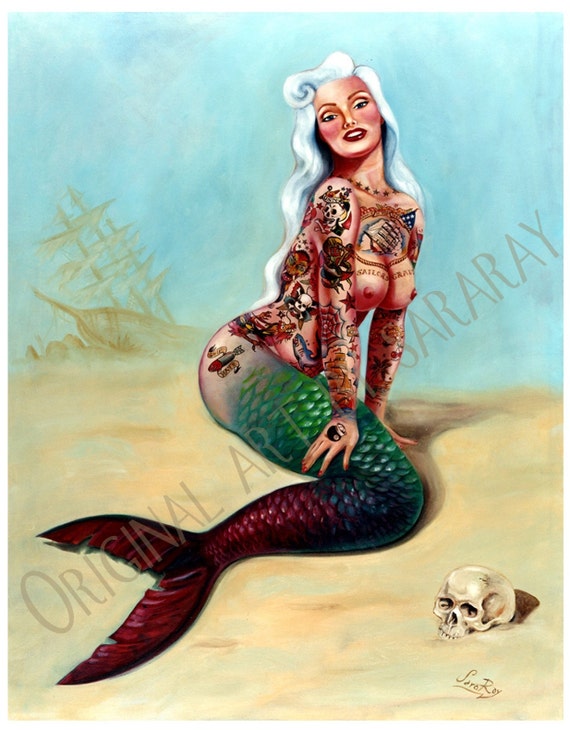 Sara Ray Art vintage styled pin up tattoo blonde by SaraRayArt