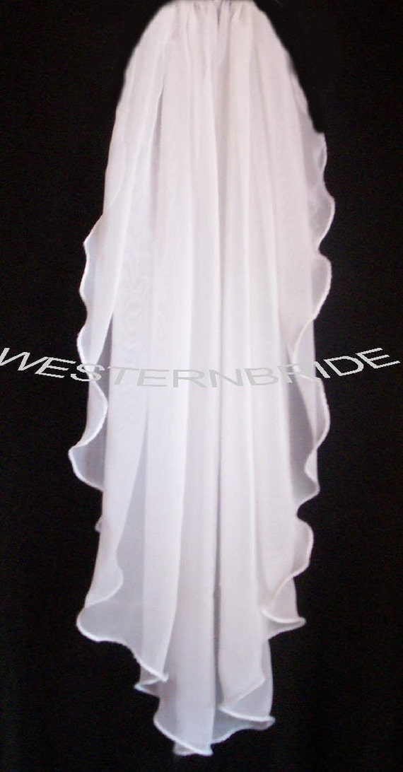 Elegant Chiffon Wedding bridal veil. White or Ivory your
