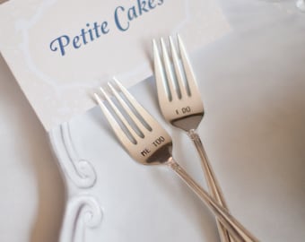 I Do Me Too Vintage Wedding Fork Set Hand Stamped with Date