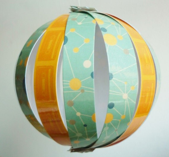 3 LAMINATED patterned paper globe ornament BACK TO SCHOOL