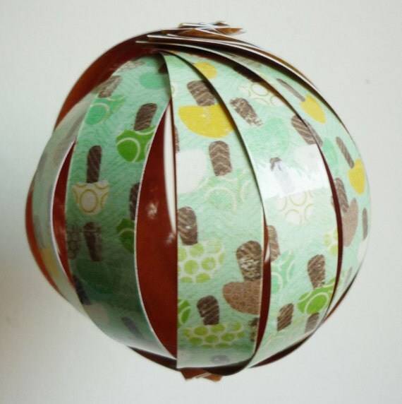 3 LAMINATED patterned paper globe ornament BACK TO SCHOOL