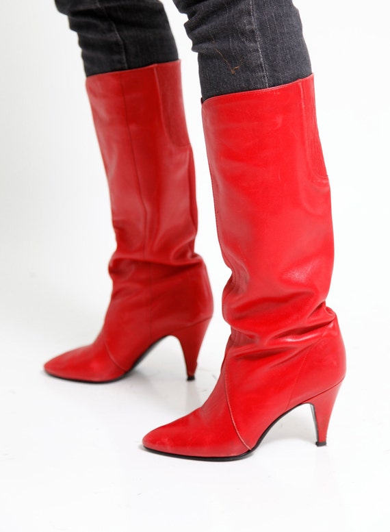 cheap knee high red boots