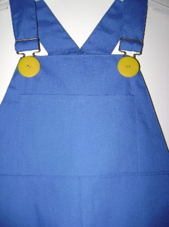 Items similar to Super Mario Brothers Royal Blue Overalls With Yellow