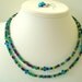 Teal and Purple Colored Glass Seed Bead Two Strand Necklace Set