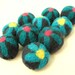 Felt Balls Aqua Flower - 10 Pure Wool Beads 20mm - Turquoise Blue Shade - Flat rate shipping