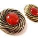 Cabochon Maroon Red and Antique Gold OOAK Vintage