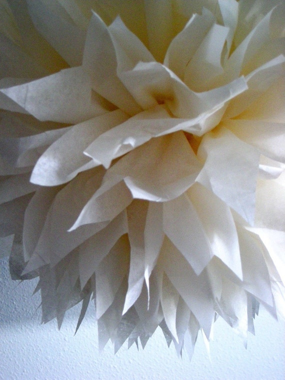 CREAM / 1 tissue paper pom pom / wedding decorations / diy / pompoms / christening decorations / nursery poms / cream decorations / pompom Il_570xn