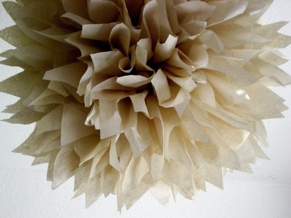 SAND / 1 tissue paper pompom / wedding decorations / diy / bridal shower decoration / anniversary party pom / rustic wedding decoration Il_570xn