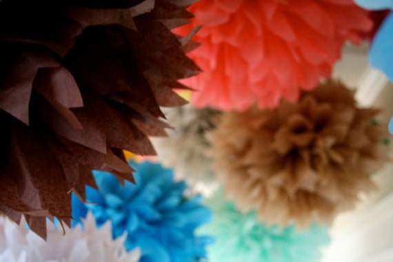CUSTOM COLORS / 20 tissue paper pom poms / diy / wedding decorations / baby shower pompom / birthday party decor / party decorations / poms Il_570xn
