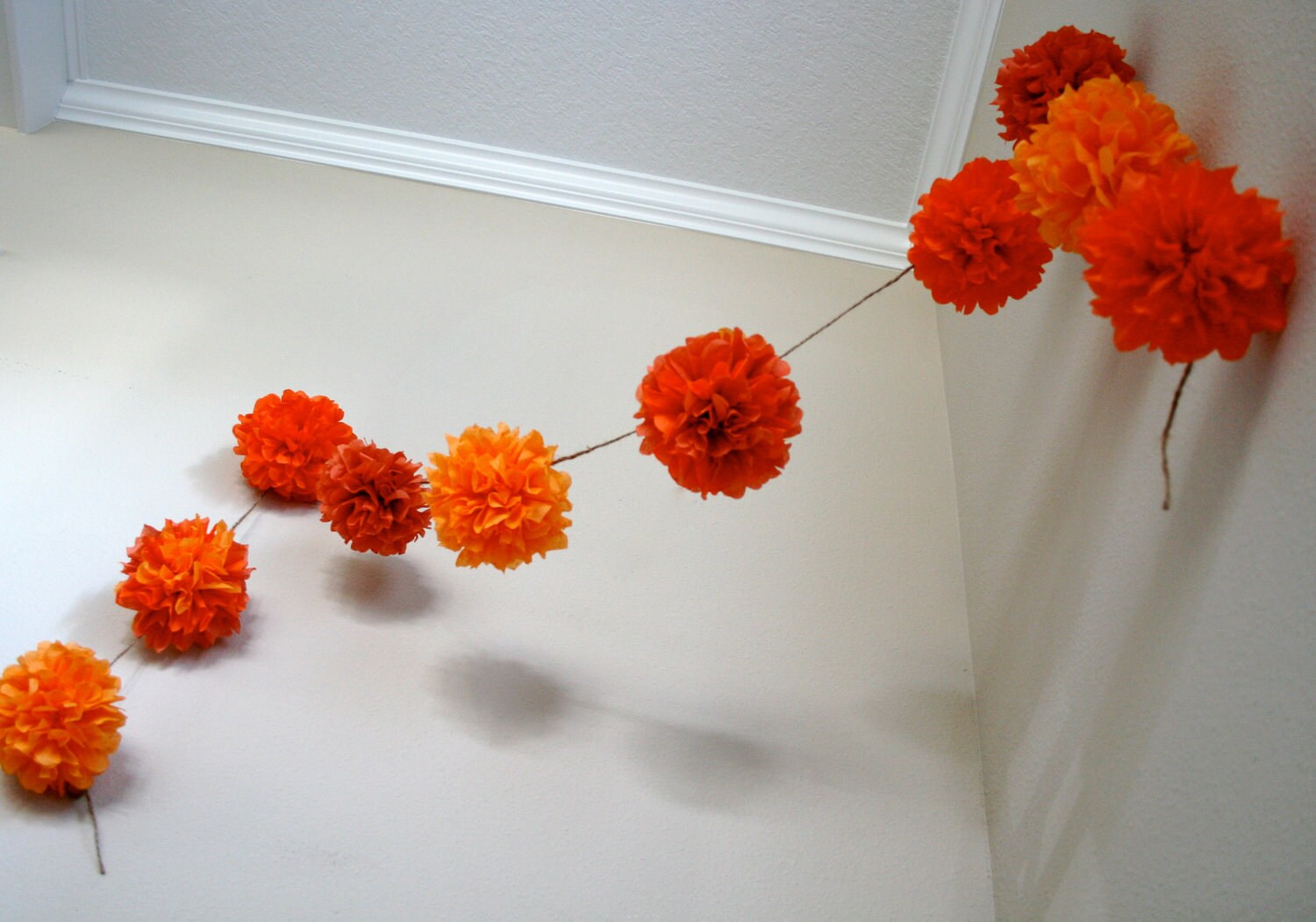 ORANGE MIX / diy tissue paper pom pom garland / nursery