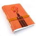 Happy Orange Leather Journal with Torn Paper - Handmade