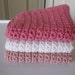 Pink and White Crochet Wash Cloths Set of Three.