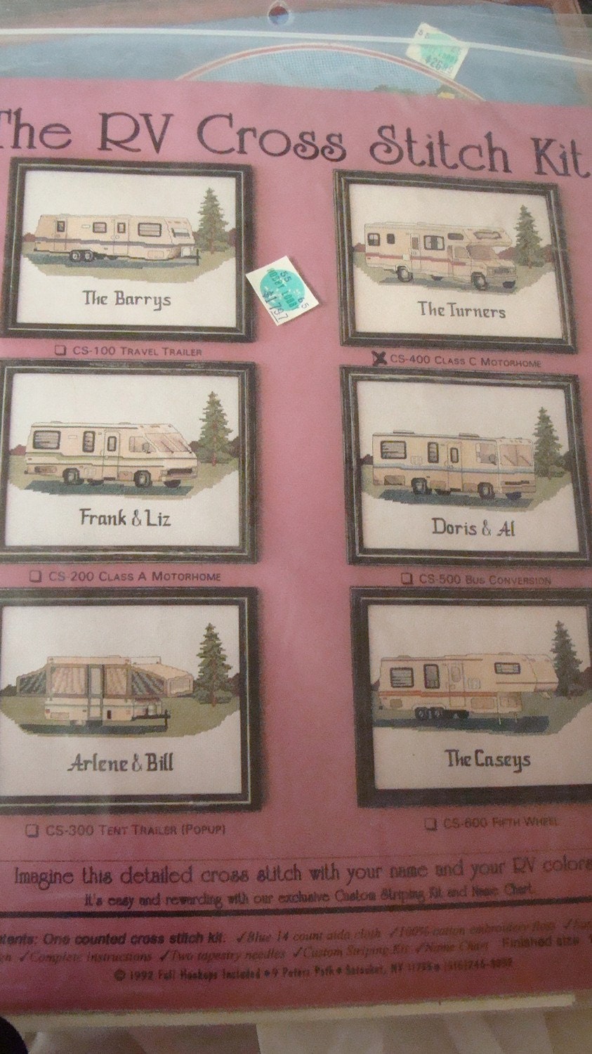 RV Cross Stitch Kit MOTORHOME Blue 14 Aida by SpeciallyElegantShop