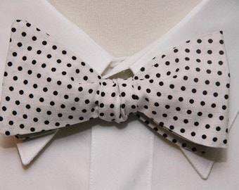 Black on White Polka Dot Bow Tie