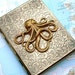 Cigarette Case LARGE Brass OCTOPUS - Credit Card Holder \/ Business Card Case \/ Metal Wallet - Art Nouveau Design Kraken - ANTIQUED GOLD Finish - ULTIMATE Nautical STEAMPUNK from CosmicFirefly