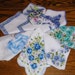 Vintage Lot of 7 Blue Floral Blank Center Screenprinting or Quilting Handkerchiefs -ALL PERFECT-7219