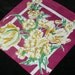 Stunning Vintage 11" Yellow Floral on Cranberry Quilting Wedding Favors Handkerchief, 7233