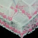 Delicate Vintage 10.5" Pink and White Lace Trim Bridesmaid Wedding Handkerchief, 7383