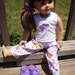 Purple heart pajama set with house shoes American Girl or bitty baby doll