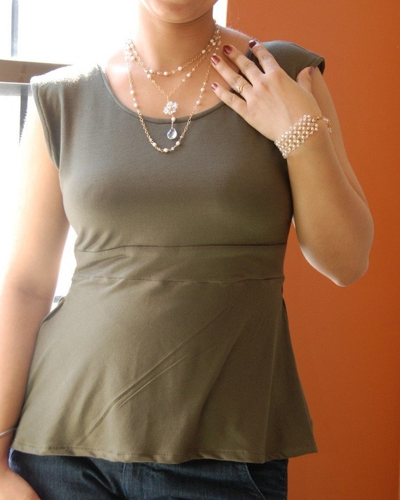 Topsy Curvy Signature Laguna Jersey Olive Top by TopsyCurvyDesigns