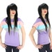 Colorblocked Top Purple Batwing Tunic Shirt