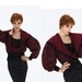 80s New Romantic Jacket Vintage 1980s New Wave Punk Puff Sleeves Burgundy Paisley Cropped Bolero S M Small Medium