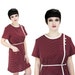 60s 70s MOD Dress Burgundy With Cream Polka Dot Pattern L XL