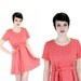 1960s MOD Dress 60s 70s Vintage Coral Floral Mod Mini Circle Skirt Retro Dolly Medium M