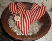 VALENTINE Heart Bowl Fillers Red And Gold Stripes Tucks Ornies