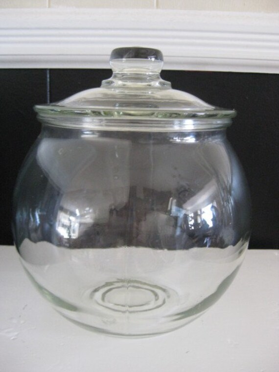 Vintage Round Glass Cookie Jar