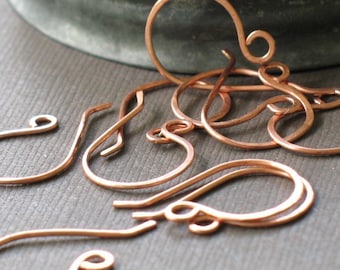 handmade copper earwires- forged copper ear hooks