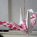 Fabric Christmas ornament / Christmas decoration - Fabric Origami Peace Crane (red and white)