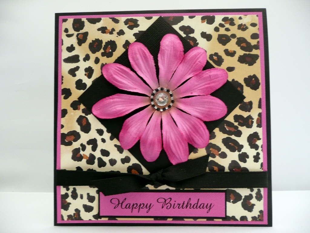 HAPPY BIRTHDAY card leopard and hot pink
