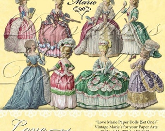 NEW Le Pouf Marie Antoinette Paper Dolls Collage by Darvahlous