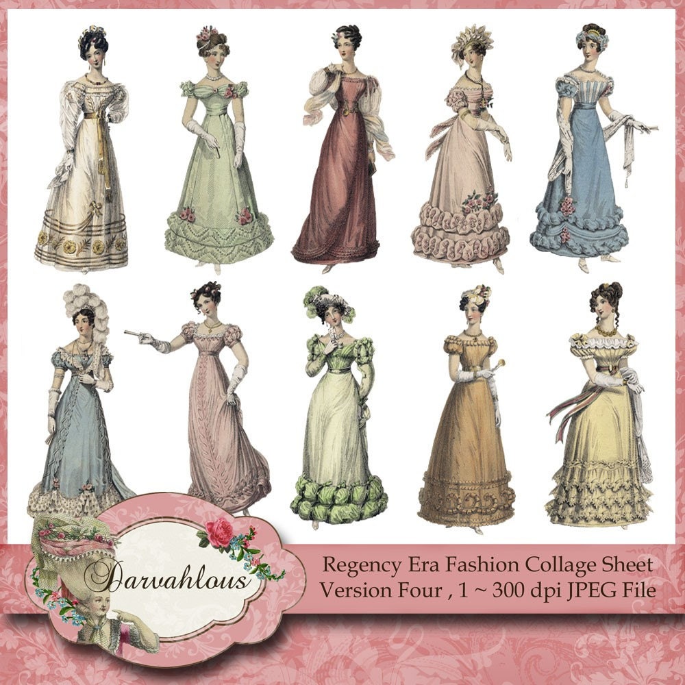 Regency Era Fashions Collage Sheet Four by Darvahlous on Etsy