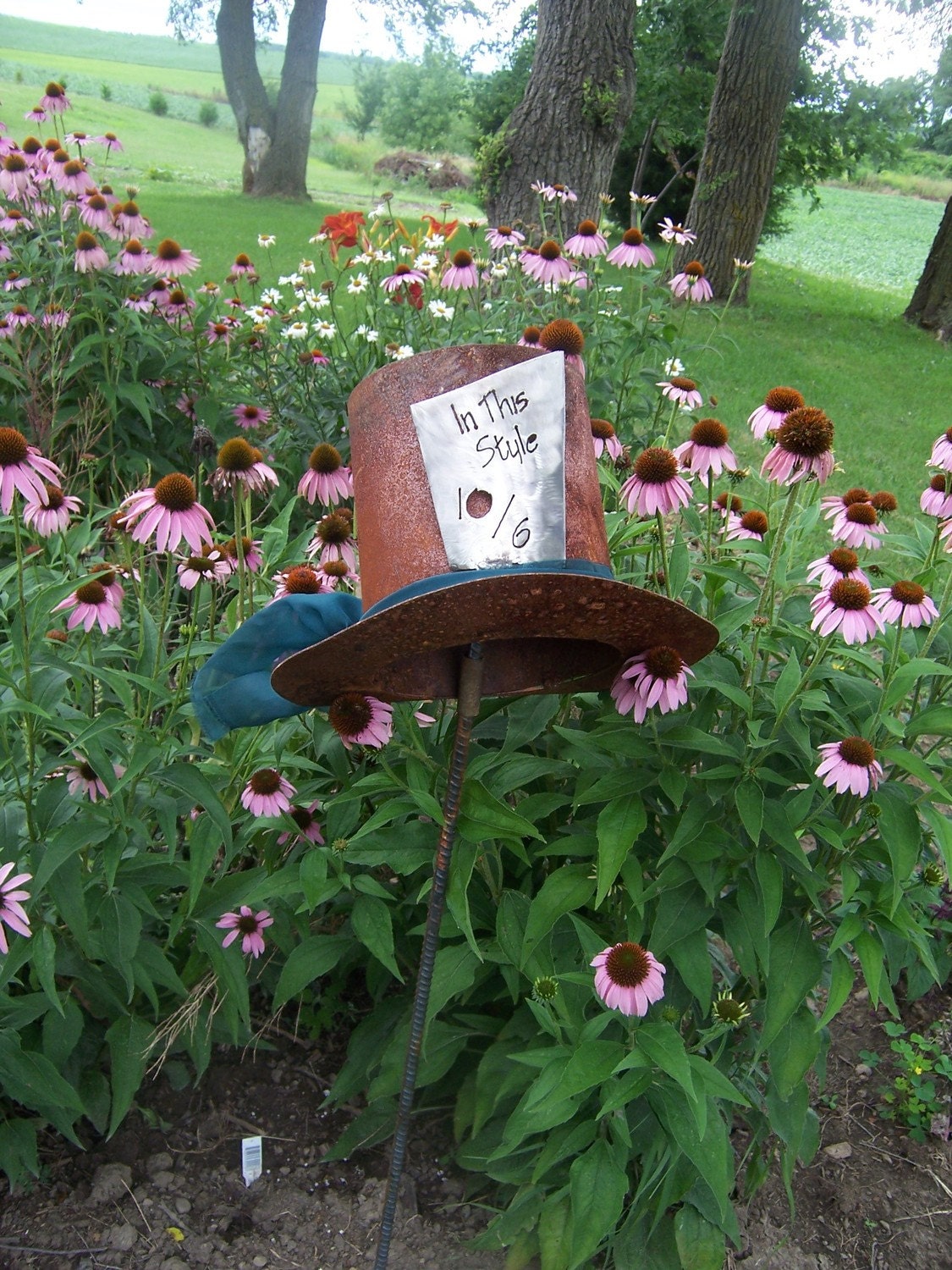 The Mad Hatter Alice in Wonderland inspired metal garden art