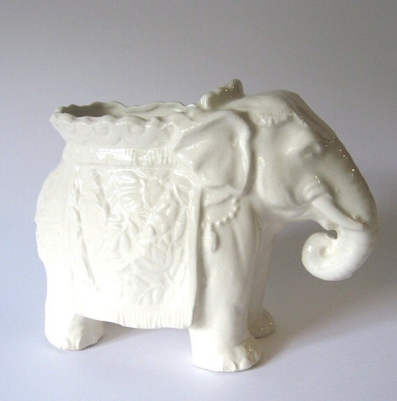 Vintage Asian Elephant Ceramic Planter Japan
