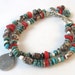Turquoise Bracelet with Coral, Wild Horse Magnesite and Spiral Charm - Journey