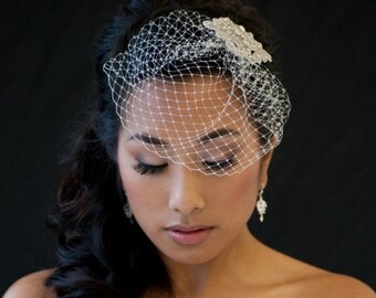 Birdcage Veil, Wedding Birdcage Veil, 7 Inch Birdcage Veil, Wedding Veil, Bridal Veil - DENISE