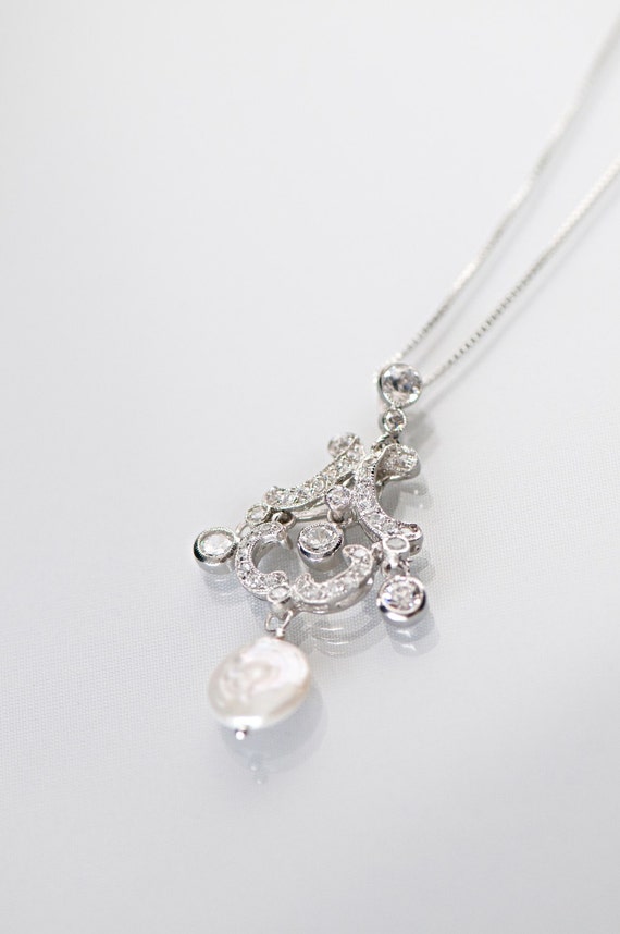 Bridal Necklace Sterling Silver Freshwater by PowderBlueBijoux