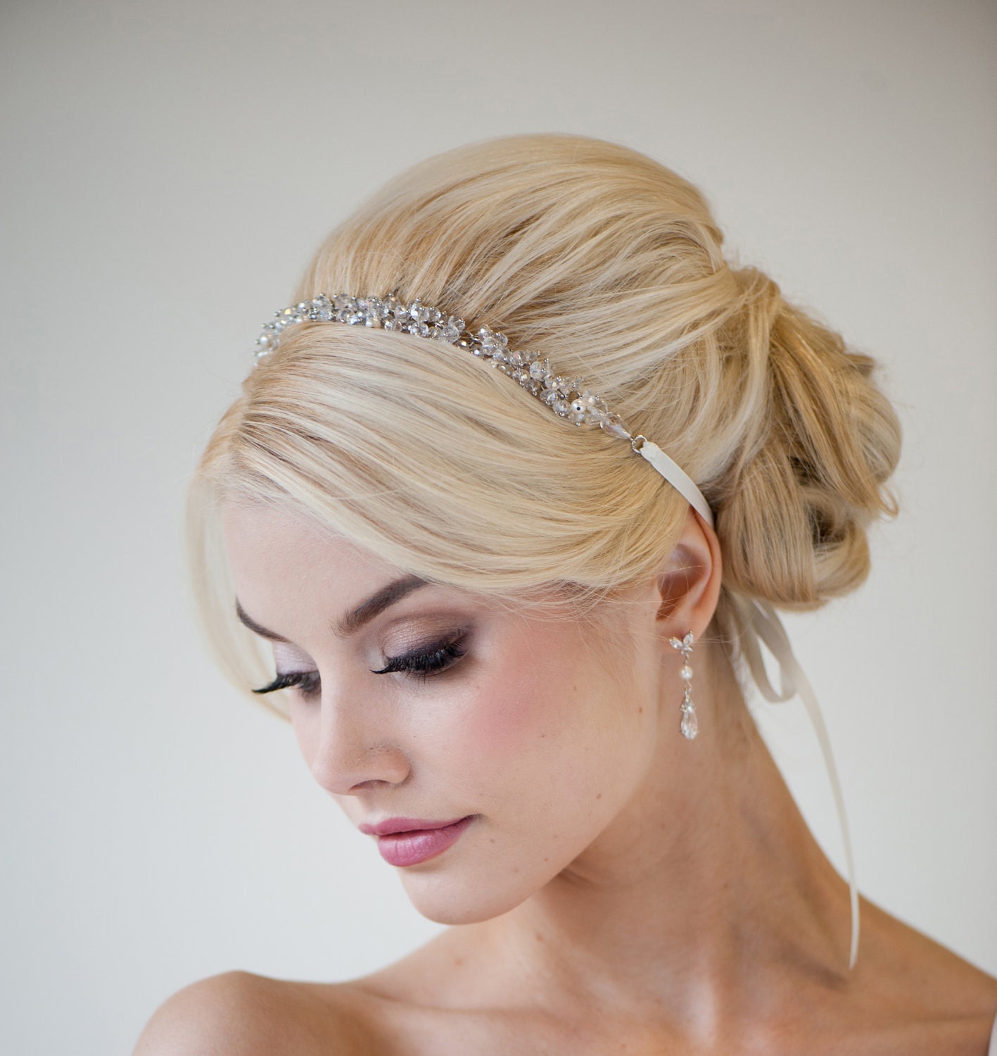 Bridal Ribbon Headband Bridal Hair Accessory by PowderBlueBijoux