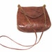 French Roast Brown Embossed Ostrich Halston Vintage Handbag