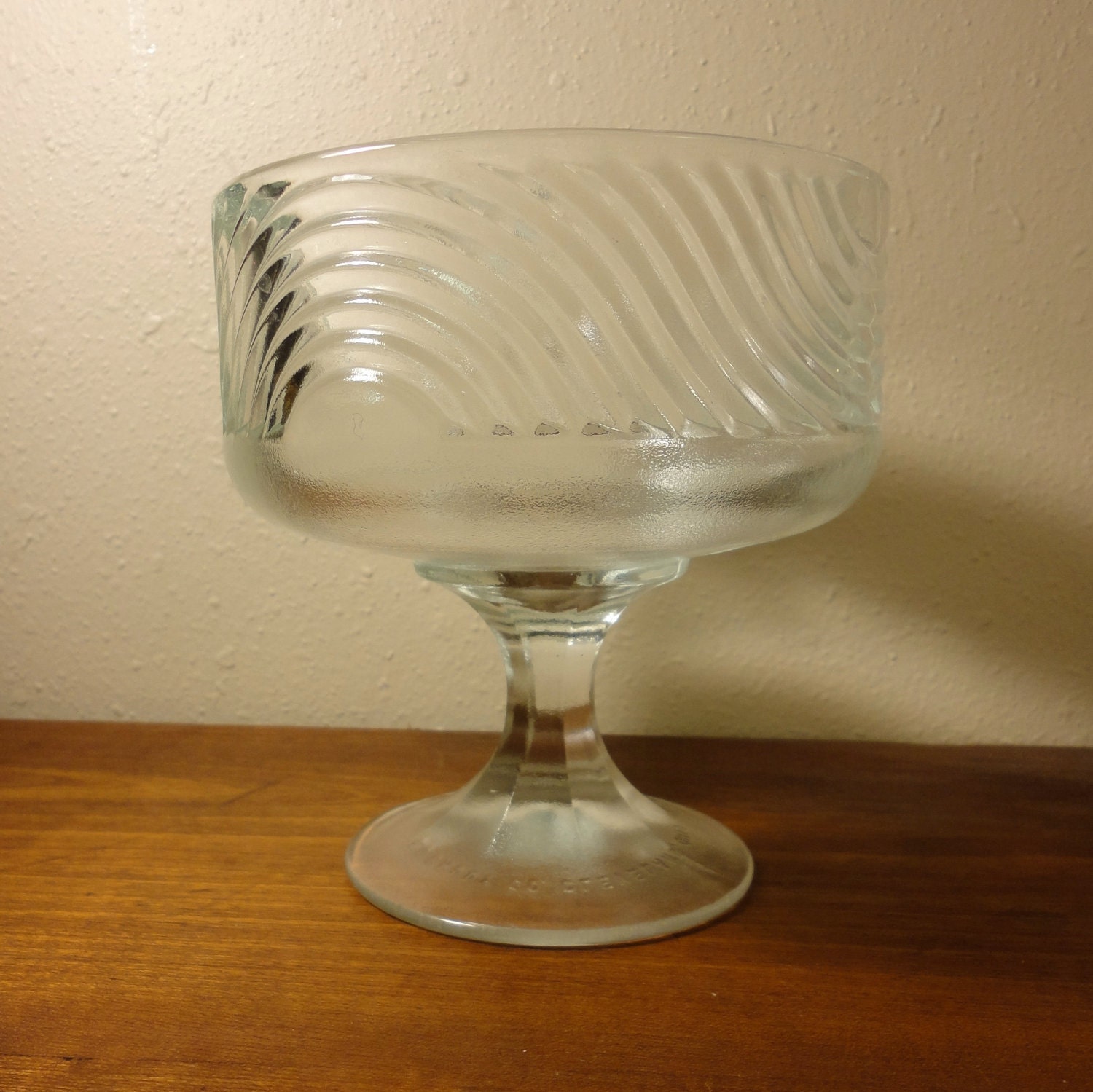 Clear Glass Compote E O Brody Wavy Vase 