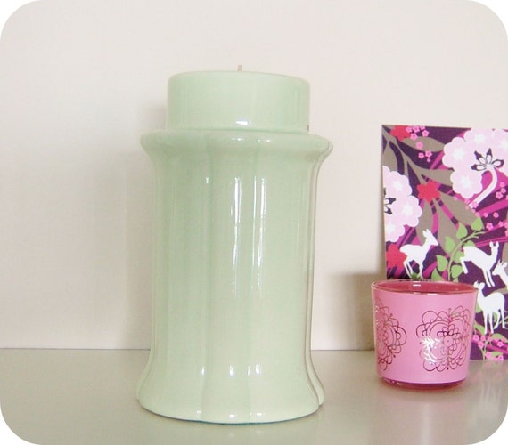 vintage mint green candle holder