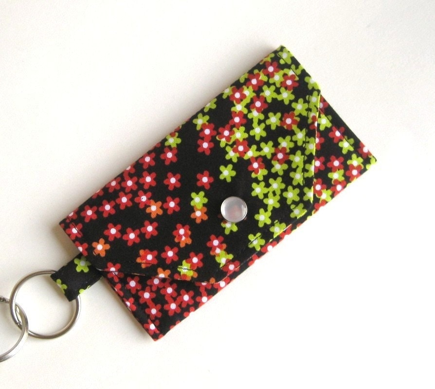 FLOWER CLUSTERS Mini Wallet Key Chain Card Holder by msnizbit